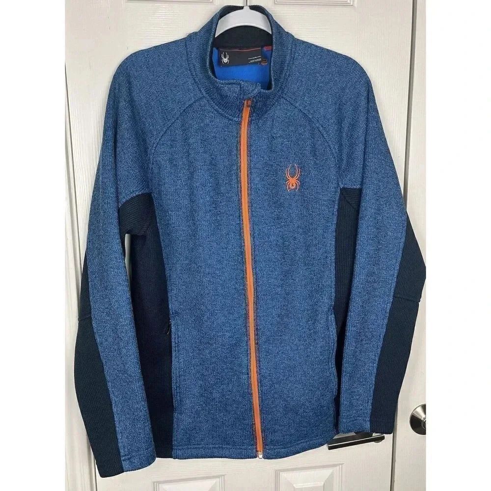 Spyder Constant Knit Full Zip Sweater Jacket Style 1144650 Blue Black Men's Sz L